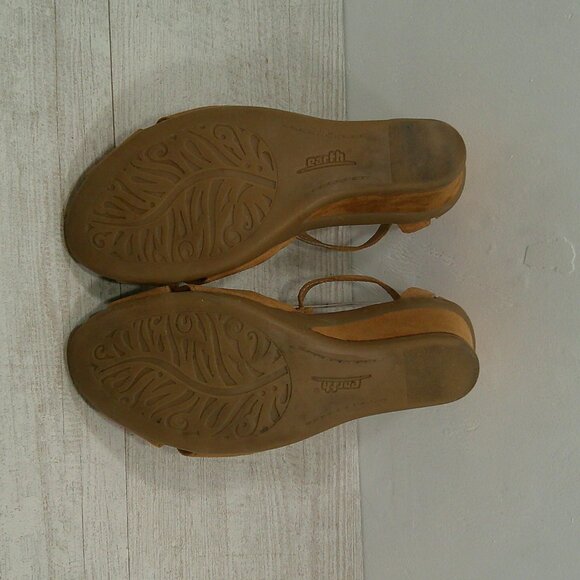 Earth Women's Curvet Biscuit Wedge Leather Peep Toe Sandals   Size 6.5 B - Picture 9 of 9